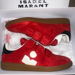 Isabel Marant Red and White Sneakers